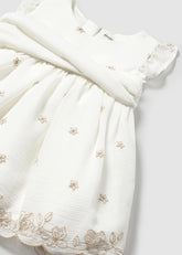 Vestido Ceremonia Flores Bordado Blanco Mayoral detalle